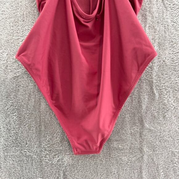CupShe Swimsuit Women L Soft Red One Piece Halter Key Hole Padded - Picture 8 of 14